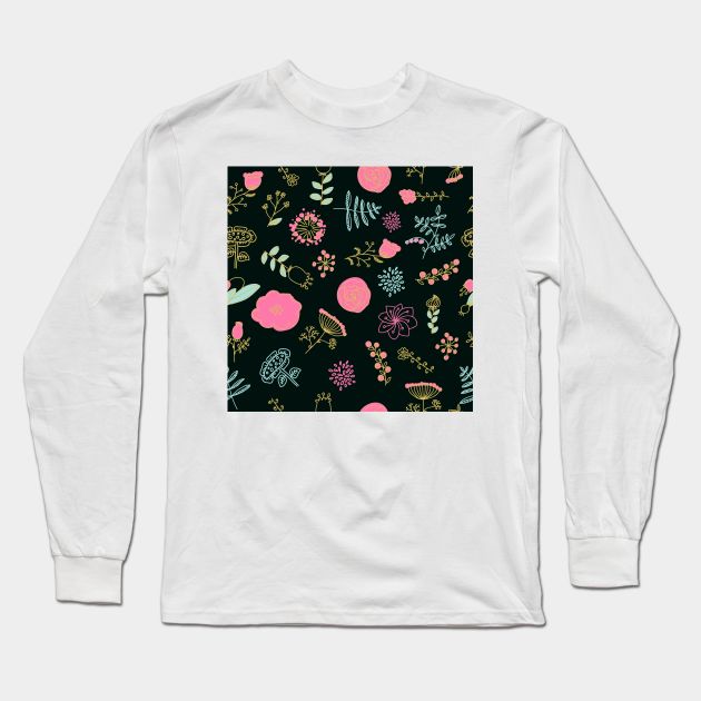 Elegance Seamless pattern with flowers Long Sleeve T-Shirt by Olga Berlet